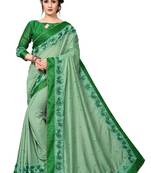Green Embroidered Art Silk Saree With Blouse