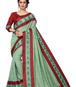 Green Embroidered Art Silk Saree With Blouse
