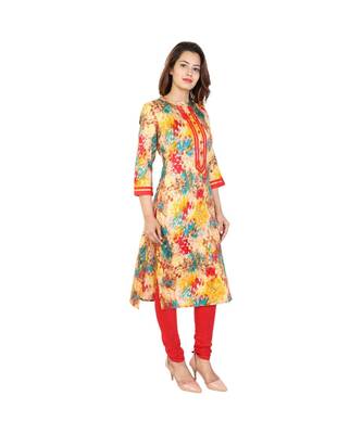 red Red Glace Cotton Kurti With Pignose Buttons 2