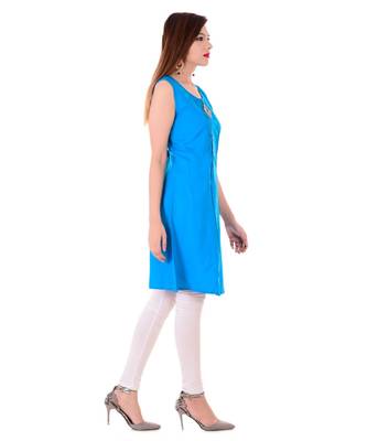 blue Rayon Kurti With Pintex & Metal Charm 2