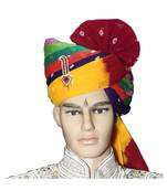 Madhu Shree Safa & Sherwani  Multicolor bandhej  sirpatch lahriya readymade jodhpuri safa for men