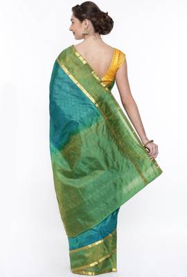 CLASSICATE From The House Of The Chennai Silks Women's Green Dharmavaram Silk With Running Blouse 2