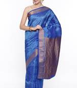 CLASSICATE From The House Of The Chennai Silks Blue Dharmavaram Silk With Running Blouse