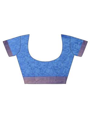 CLASSICATE From The House Of The Chennai Silks Blue Dharmavaram Silk With Running Blouse 5