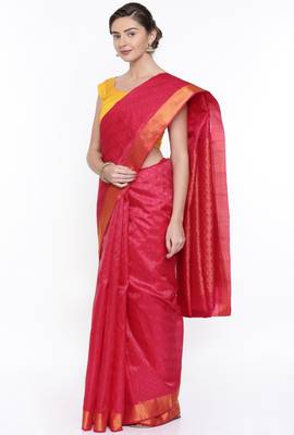 CLASSICATE From The House Of The Chennai Silks Red Dharmavaram Silk With Running Blouse 2