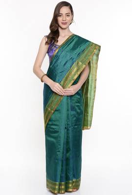 CLASSICATE From The House Of The Chennai Silks Green Dharmavaram Silk With Running Blouse 1