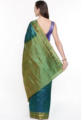 CLASSICATE From The House Of The Chennai Silks Green Dharmavaram Silk With Running Blouse 3