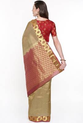CLASSICATE From The House Of The Chennai Silks Beige Dharmavaram Silk With Running Blouse 3