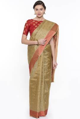 CLASSICATE From The House Of The Chennai Silks Beige Dharmavaram Silk With Running Blouse 1