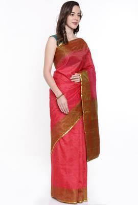 CLASSICATE From The House Of The Chennai Silks Red Dharmavaram Silk With Running Blouse 2
