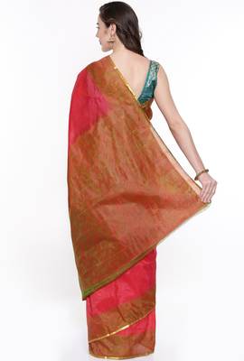 CLASSICATE From The House Of The Chennai Silks Red Dharmavaram Silk With Running Blouse 3