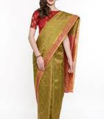 CLASSICATE From The House Of The Chennai Silks Green Dharmavaram Silk With Running Blouse