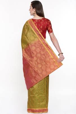 CLASSICATE From The House Of The Chennai Silks Green Dharmavaram Silk With Running Blouse 3