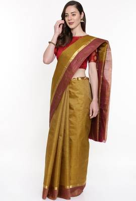 CLASSICATE From The House Of The Chennai Silks Mustard Dharmavaram Silk With Running Blouse 2