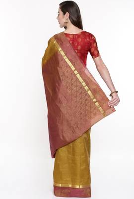 CLASSICATE From The House Of The Chennai Silks Mustard Dharmavaram Silk With Running Blouse 3