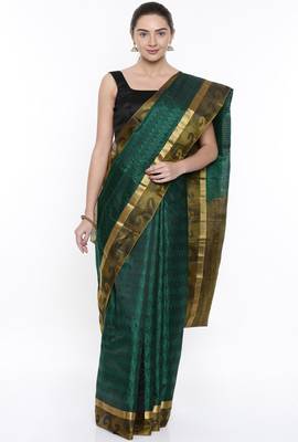 CLASSICATE From The House Of The Chennai Silks Green Dharmavaram Silk With Running Blouse 1