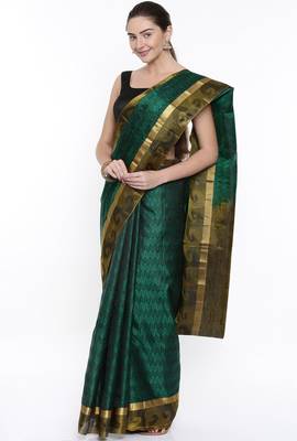 CLASSICATE From The House Of The Chennai Silks Green Dharmavaram Silk With Running Blouse 2