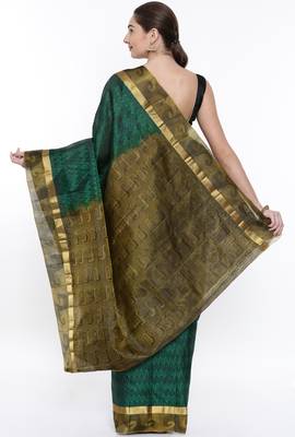 CLASSICATE From The House Of The Chennai Silks Green Dharmavaram Silk With Running Blouse 3