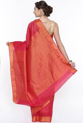 CLASSICATE From The House Of The Chennai Silks Red Dharmavaram Silk With Running Blouse 3