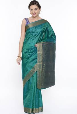 CLASSICATE From The House Of The Chennai Silks Green Dharmavaram Silk With Running Blouse 1