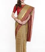 CLASSICATE From The House Of The Chennai Silks Beige Dharmavaram Silk With Running Blouse