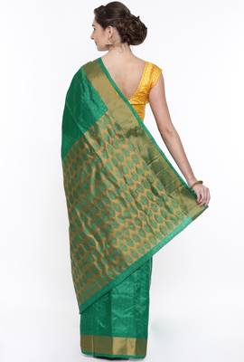 CLASSICATE From The House Of The Chennai Silks Green Dharmavaram Silk With Running Blouse 2