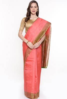CLASSICATE From The House Of The Chennai Silks Peach Dharmavaram Silk With Running Blouse 1
