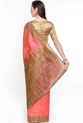 CLASSICATE From The House Of The Chennai Silks Peach Dharmavaram Silk With Running Blouse 3