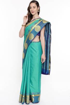 CLASSICATE From The House Of The Chennai Silks Green Dharmavaram Silk With Running Blouse 1