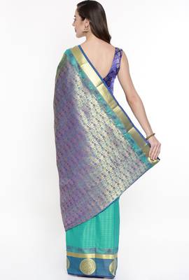 CLASSICATE From The House Of The Chennai Silks Green Dharmavaram Silk With Running Blouse 2