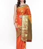 CLASSICATE From The House Of The Chennai Silks Orange Dharmavaram Silk With Running Blouse