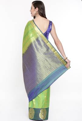 CLASSICATE From The House Of The Chennai Silks Green Dharmavaram Silk With Running Blouse 3