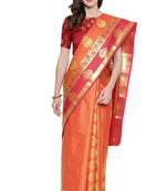 CLASSICATE From The House Of The Chennai Silks Orange Dharmavaram Silk With Running Blouse