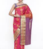 CLASSICATE From The House Of The Chennai Silks Pink Dharmavaram Silk With Running Blouse