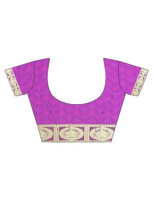 CLASSICATE From The House Of The Chennai Silks Pink Dharmavaram Silk With Running Blouse 4