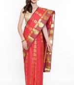 CLASSICATE From The House Of The Chennai Silks Red Dharmavaram Silk With Running Blouse