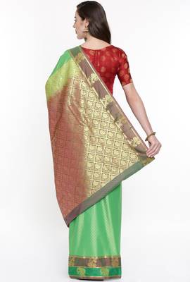 CLASSICATE From The House Of The Chennai Silks Green Dharmavaram Silk With Running Blouse 3
