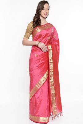 CLASSICATE From The House Of The Chennai Silks Pink Dharmavaram Silk With Running Blouse 2