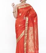 CLASSICATE From The House Of The Chennai Silks Orange Dharmavaram Silk With Running Blouse