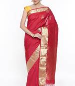 CLASSICATE From The House Of The Chennai Silks Red Dharmavaram Silk With Running Blouse