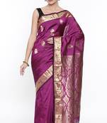 CLASSICATE From The House Of The Chennai Silks Purple Dharmavaram Silk With Running Blouse