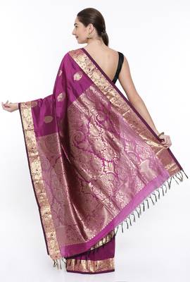 CLASSICATE From The House Of The Chennai Silks Purple Dharmavaram Silk With Running Blouse 3