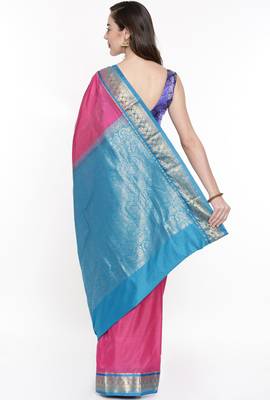 CLASSICATE From The House Of The Chennai Silks Pink Kanjivaram Silk With Running Blouse 2