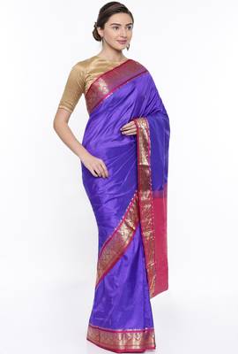 CLASSICATE From The House Of The Chennai Silks Blue Kanjivaram Silk With Running Blouse 2
