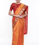 CLASSICATE From The House Of The Chennai Silks Orange Kanjivaram Silk With Running Blouse