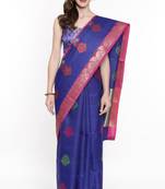 CLASSICATE From The House Of The Chennai Silks Blue Organza Saree With Running Blouse