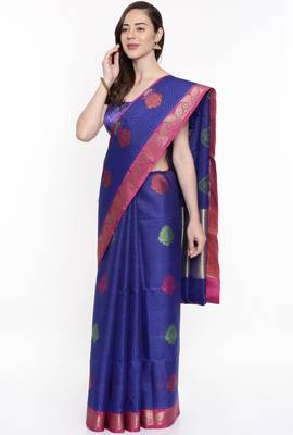 CLASSICATE From The House Of The Chennai Silks Blue Organza Saree With Running Blouse 2