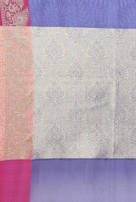 CLASSICATE From The House Of The Chennai Silks Blue Organza Saree With Running Blouse 4