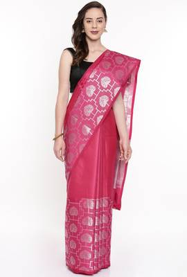 CLASSICATE From The House Of The Chennai Silks Pink Organza Saree With Running Blouse 1