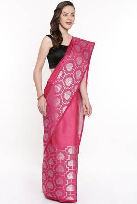 CLASSICATE From The House Of The Chennai Silks Pink Organza Saree With Running Blouse 2